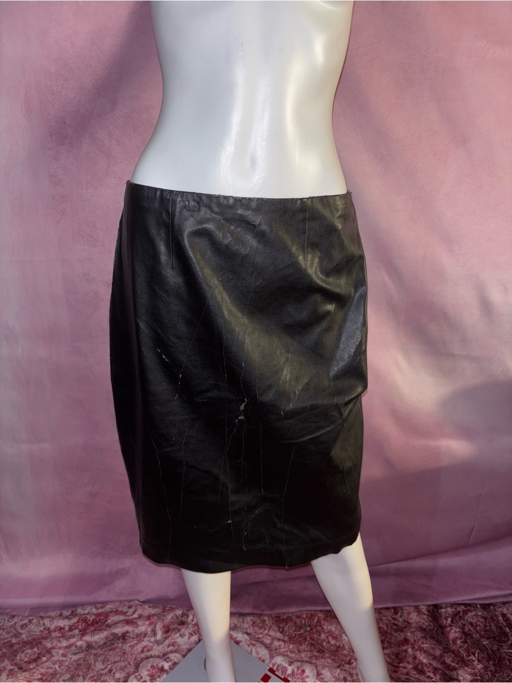 Ann Taylor Black Leather Pencil Skirt
